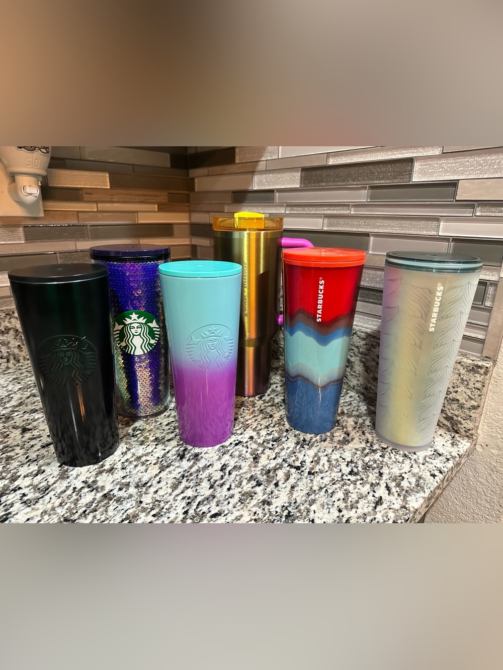 Starbucks Gradient Aqua to Purple Stainless Tumbler Trio